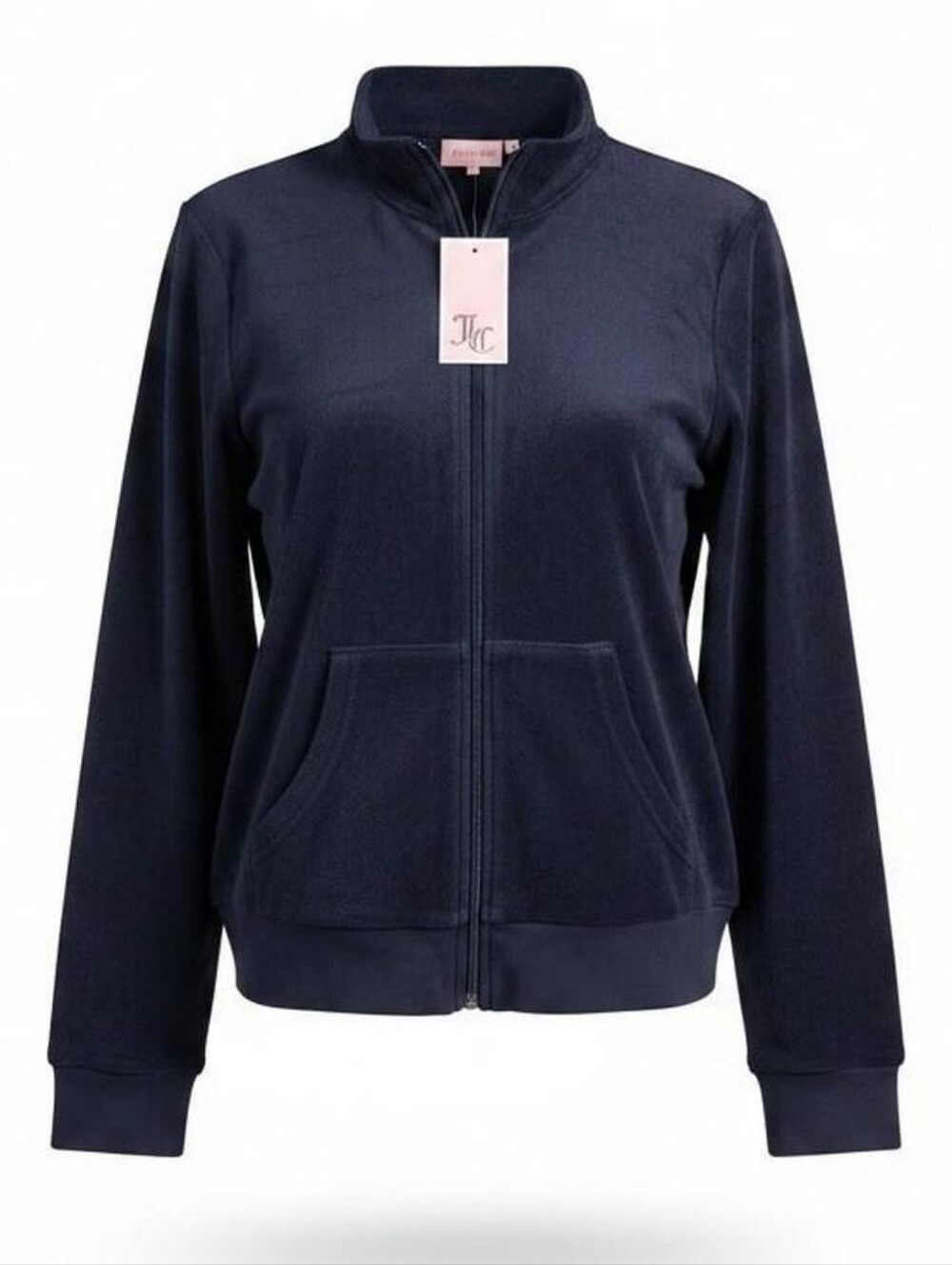 NWT Juicy Couture Y2K Velour Track Jacket Blue Zip Sweater Mock Collar Small